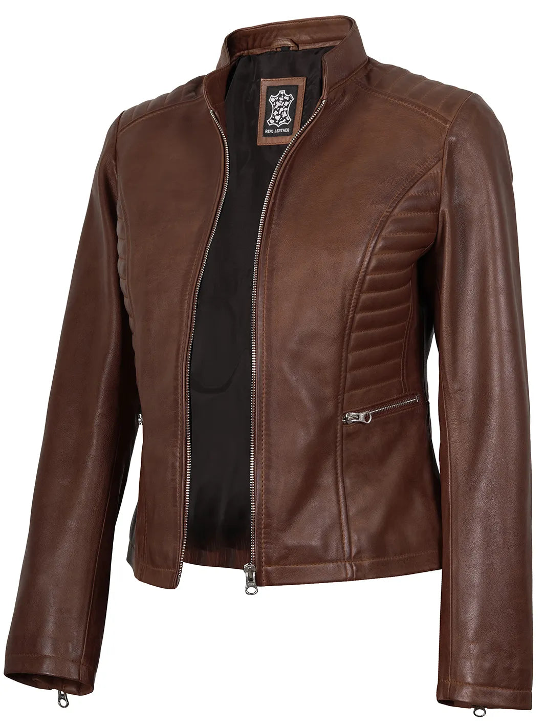 Rachel Leather Biker Cognac