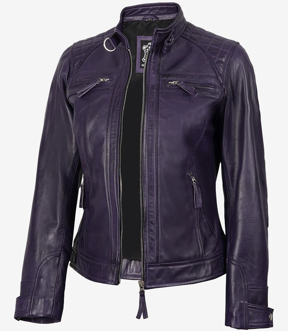 The Rubert Purple  Pyht Leather Women Jacket