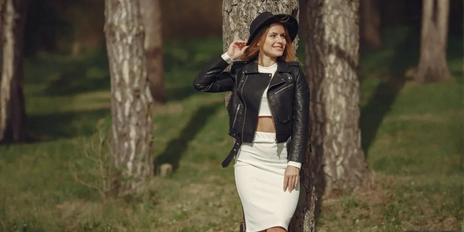 How to Style a Leather Jacket With Dresses and Skirts