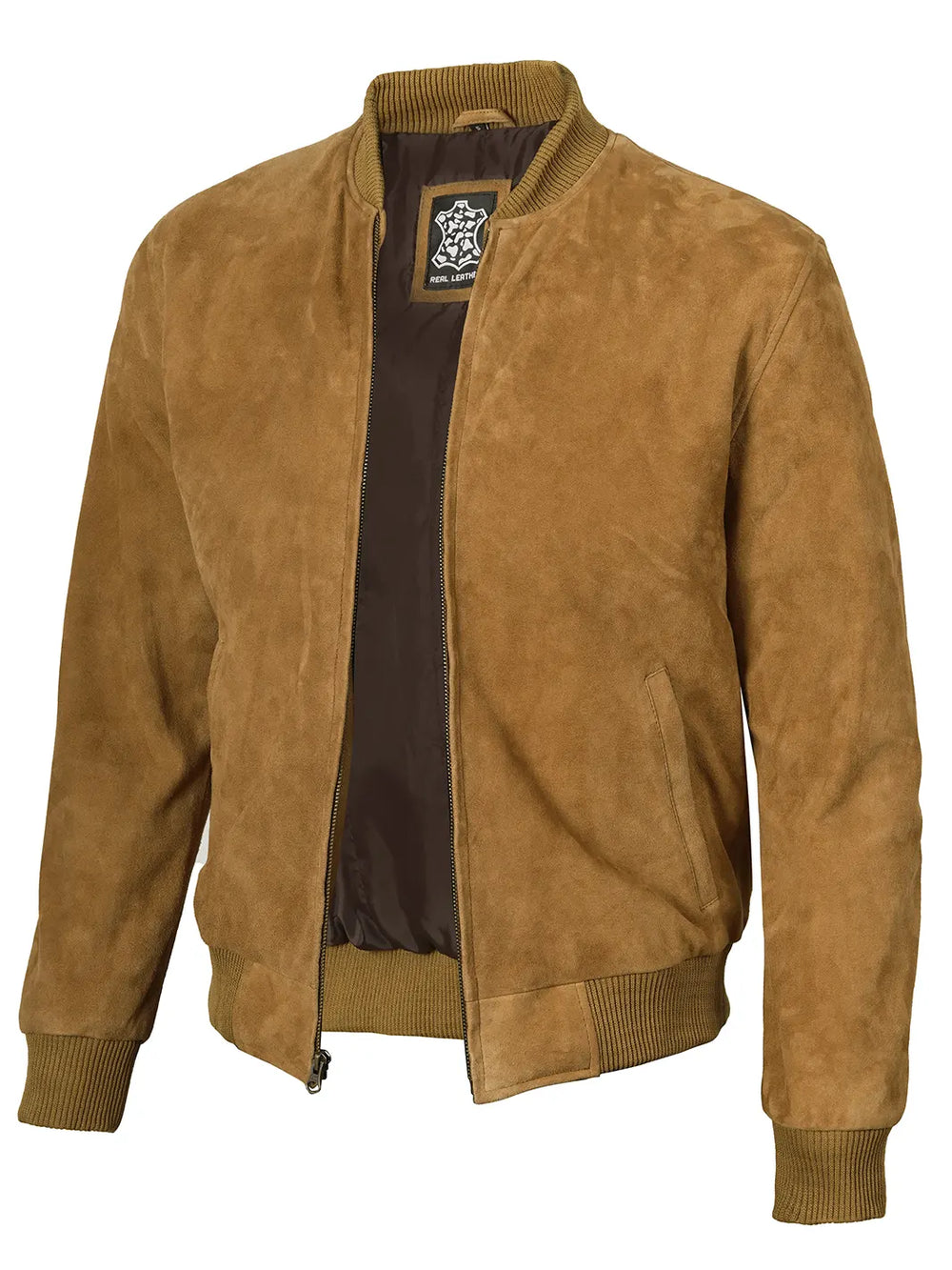Adamsville Mens Brown Bomber Suede Jacket