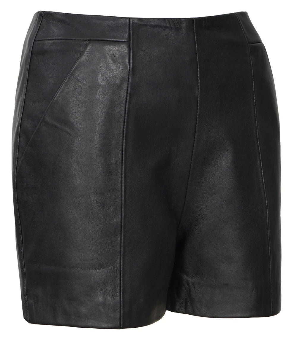 Women's Leather Black Shorts - High Waisted Style