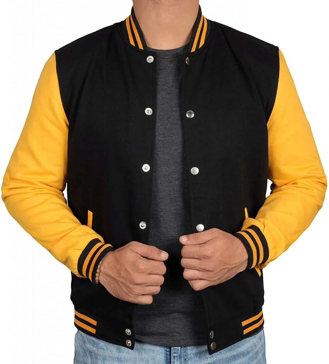 Mens Black & Yellow Varsity Jacket