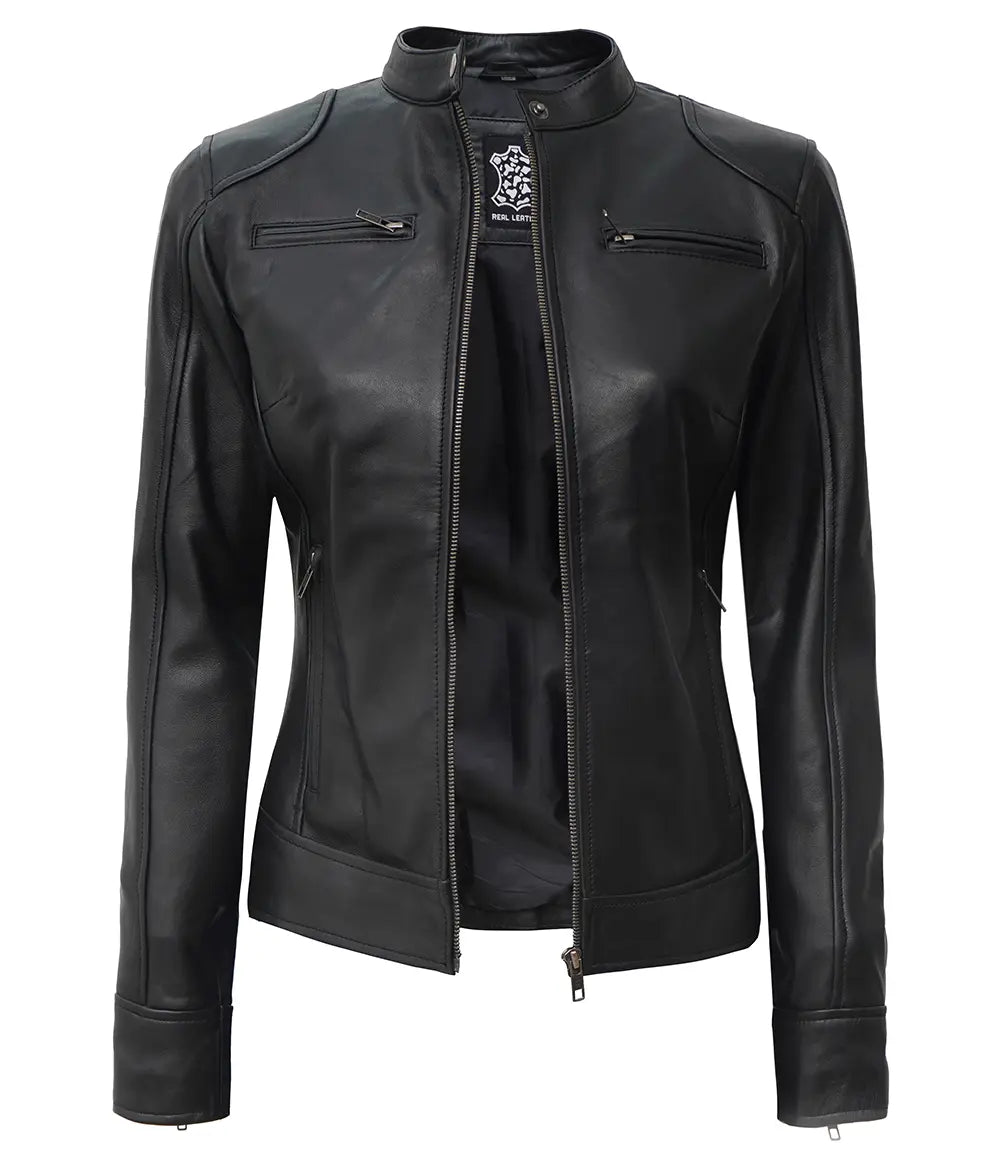 Black petite leather jacket