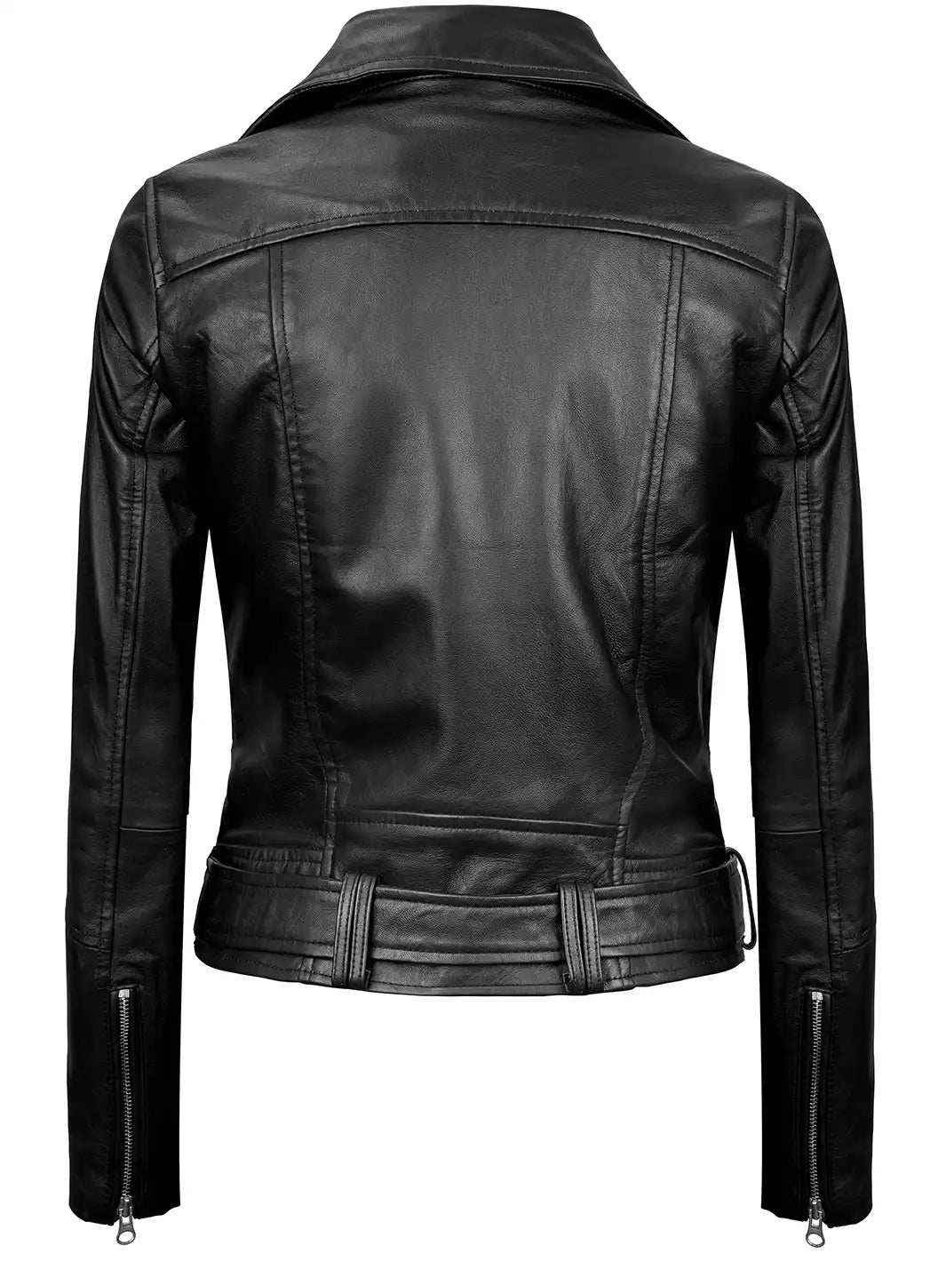 Black leather biker jacket