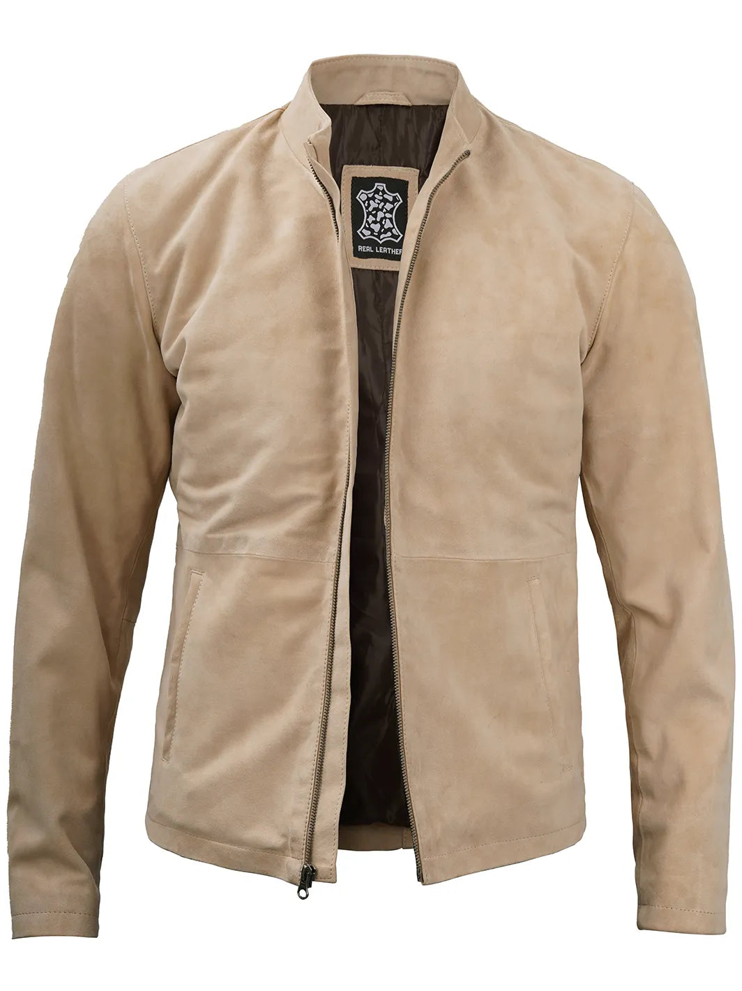 Camel suede leather jacket