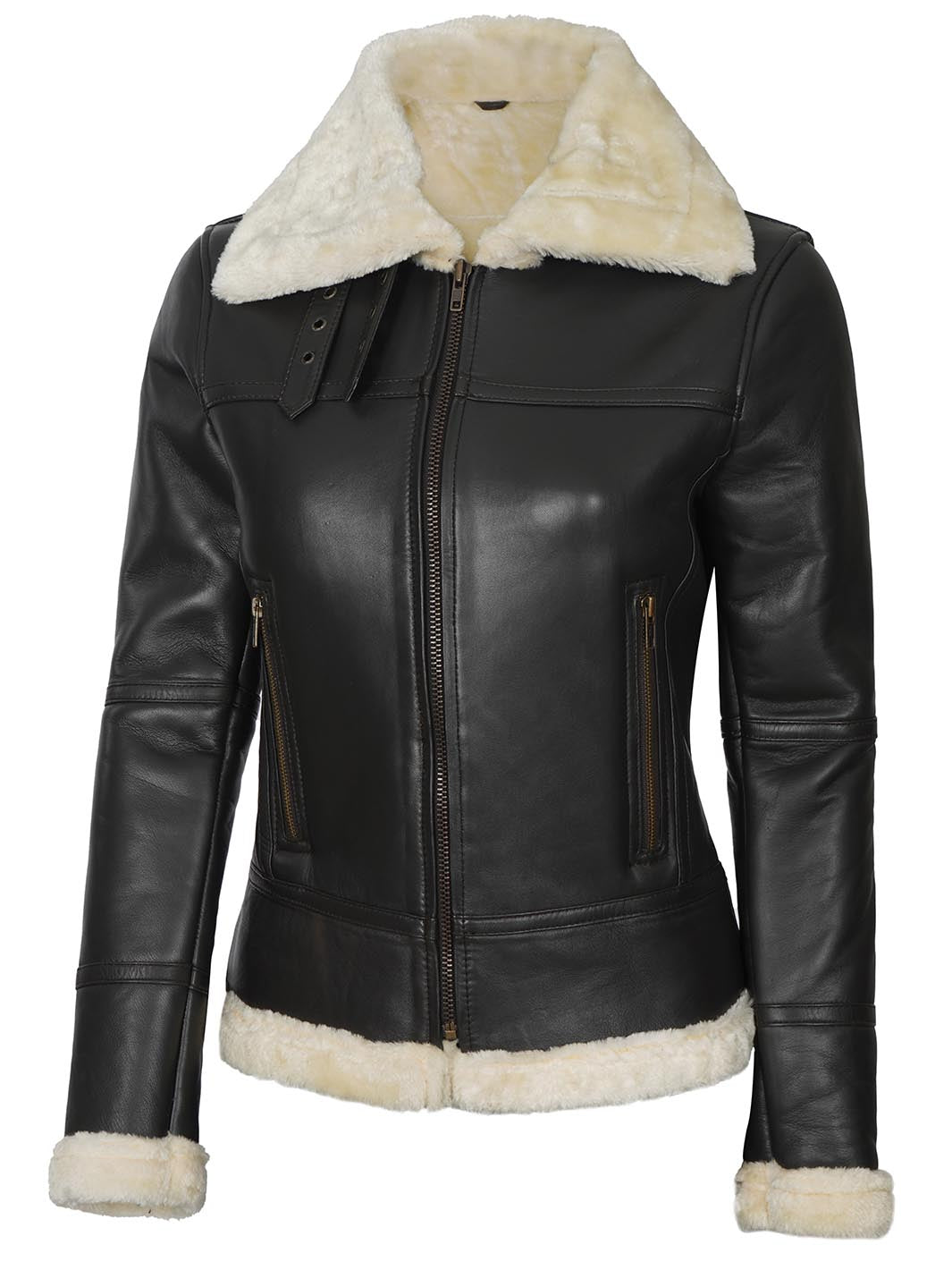 Frances Women Brown Shearling Leather Jacket