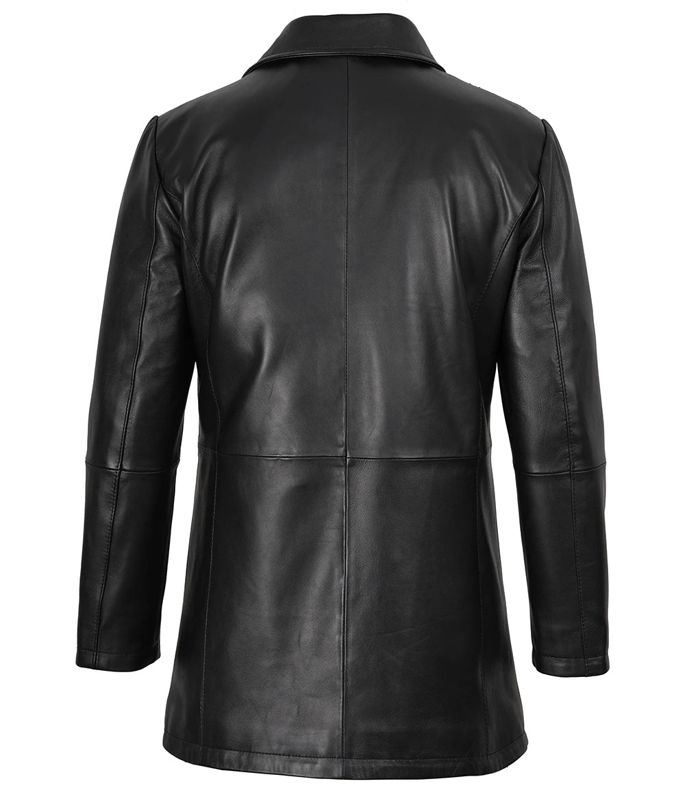 Black leather coat on a white background