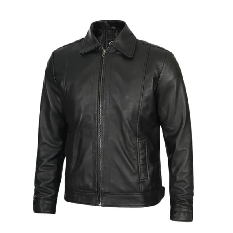 Mens Black Real Lambskin Vintage Leather Jacket