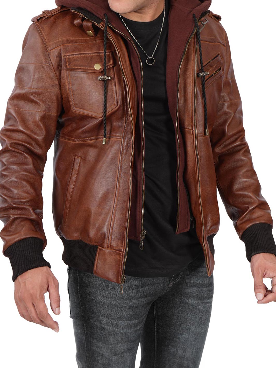 Mens Cognac Leather Jacket