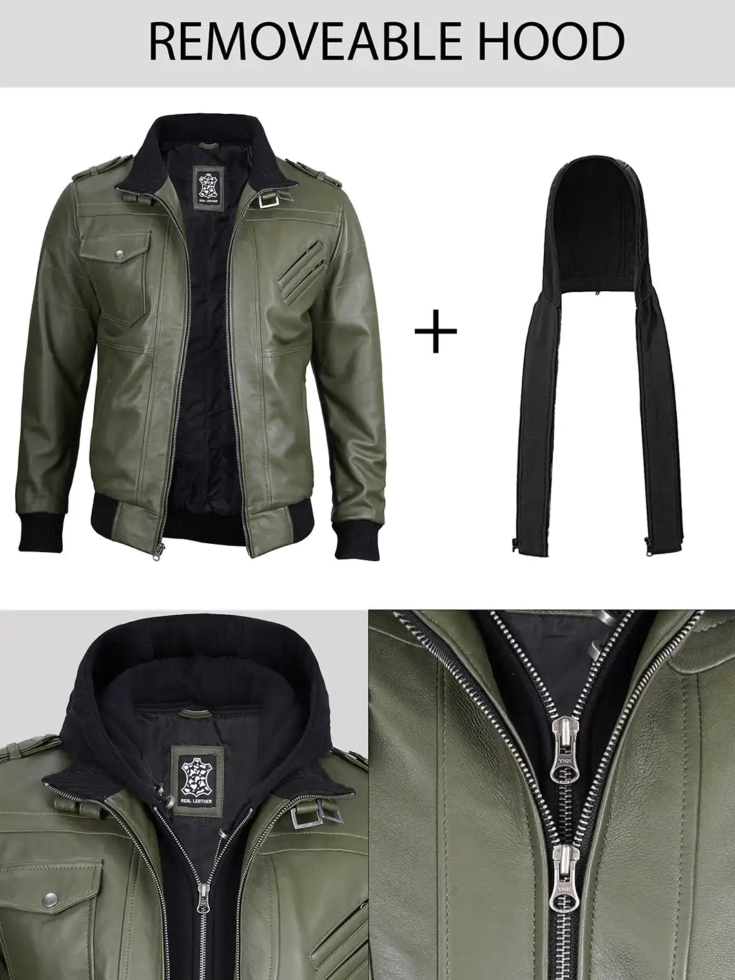 Mens Hooded Leather Jacket