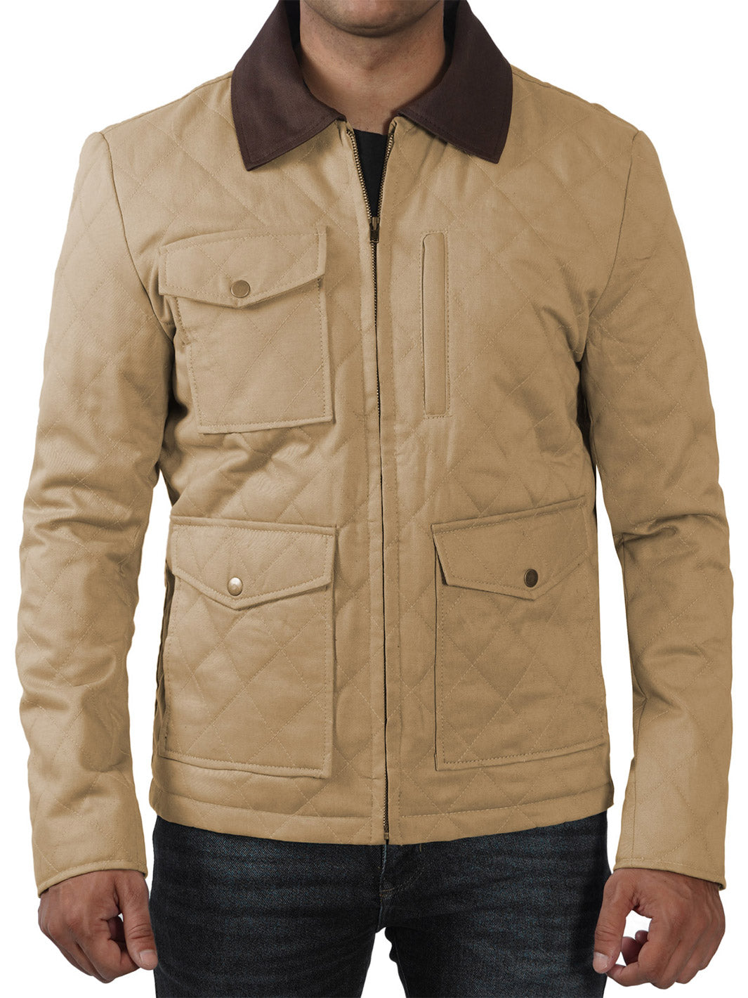 Blair Quilted Mens Lightweight Beige Cotton Jacket Decrum