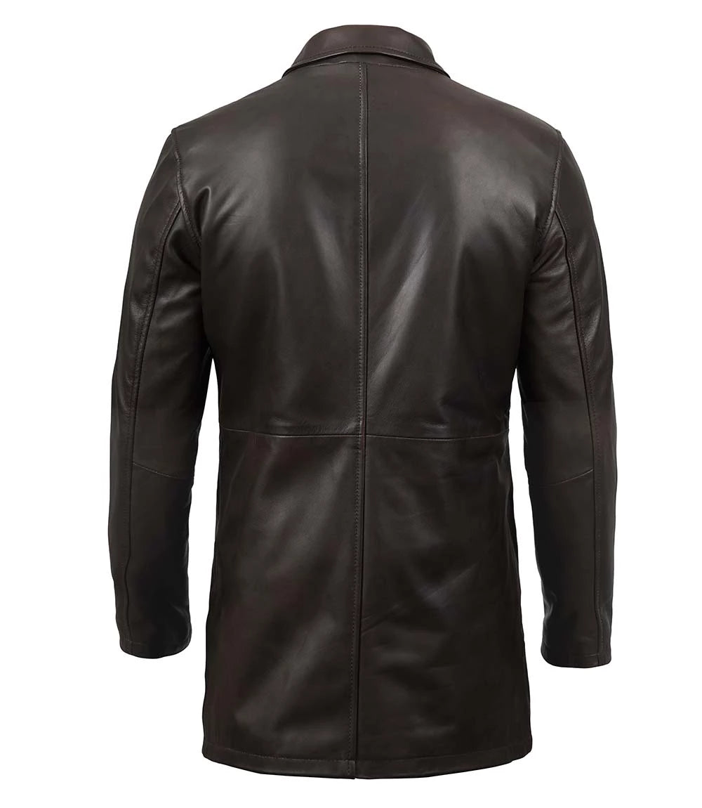 Mens Brown Leather Coat