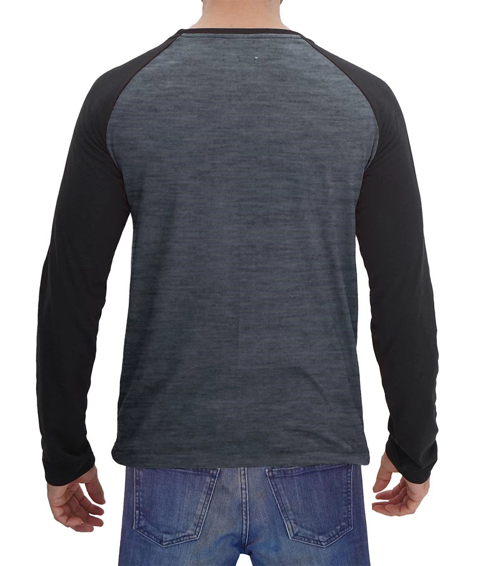 Mens Charcoal Grey And Black Raglan T-Shirt