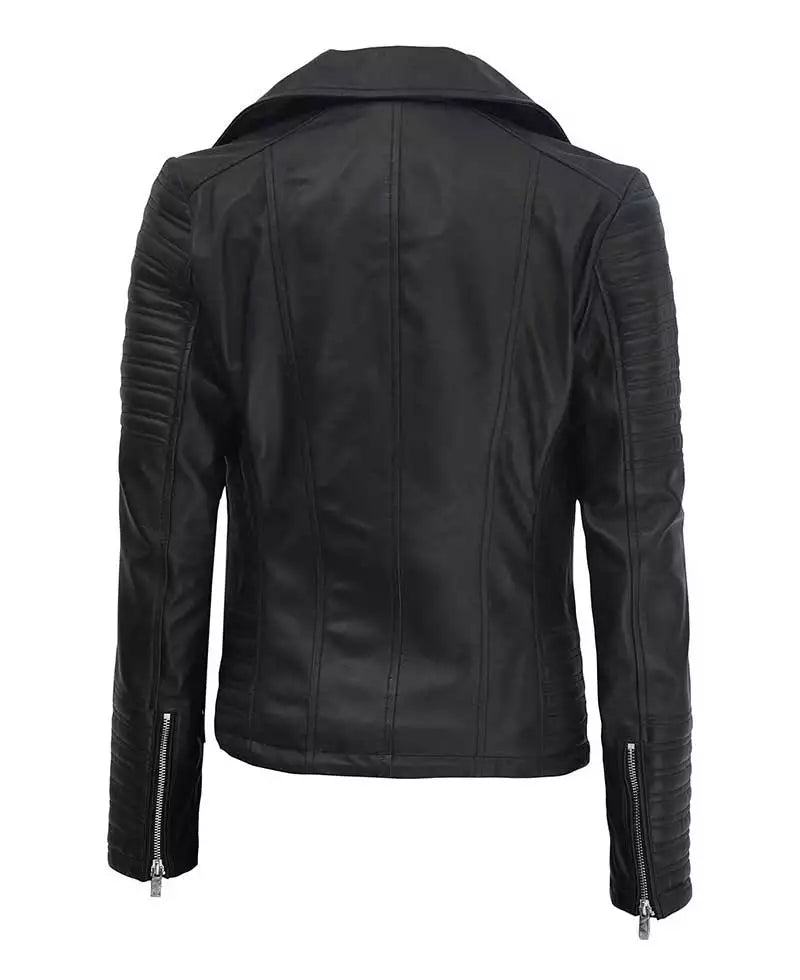 womens black leather jacket