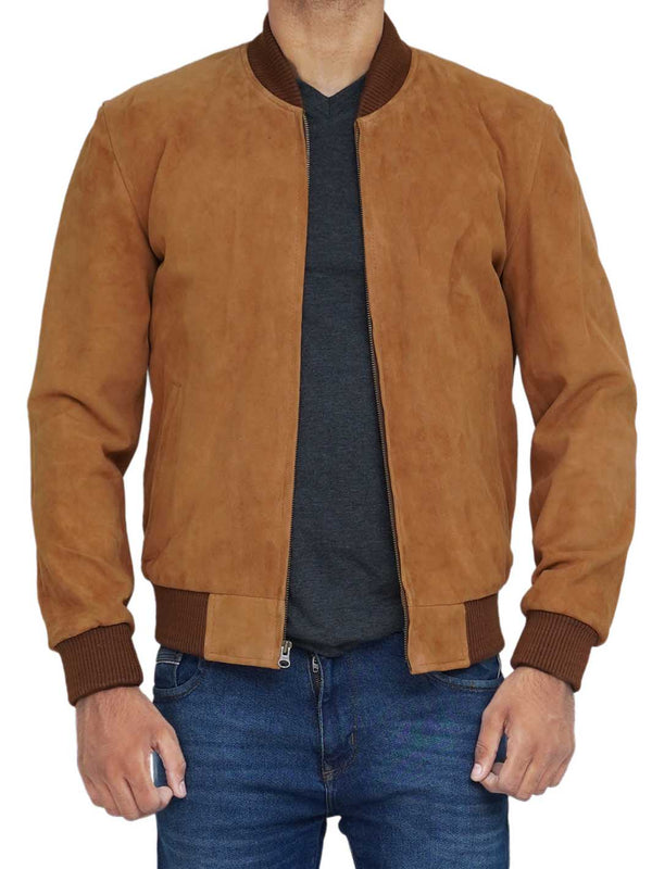 Mens Suede Bomber Leather Jacket