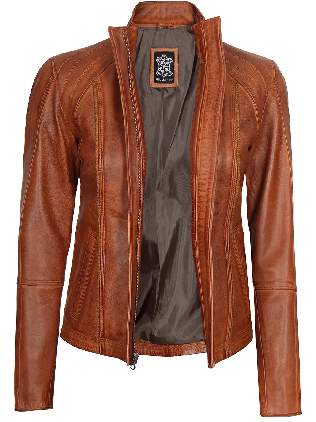 Women cafe racer leather jackket