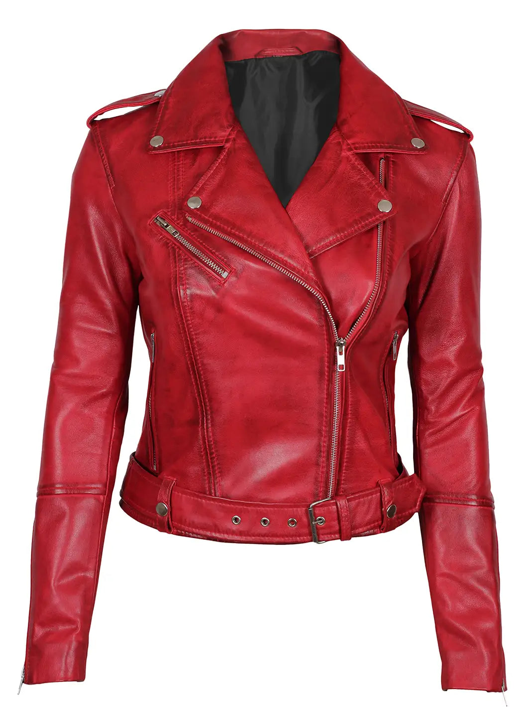 Womens leather moto jacket