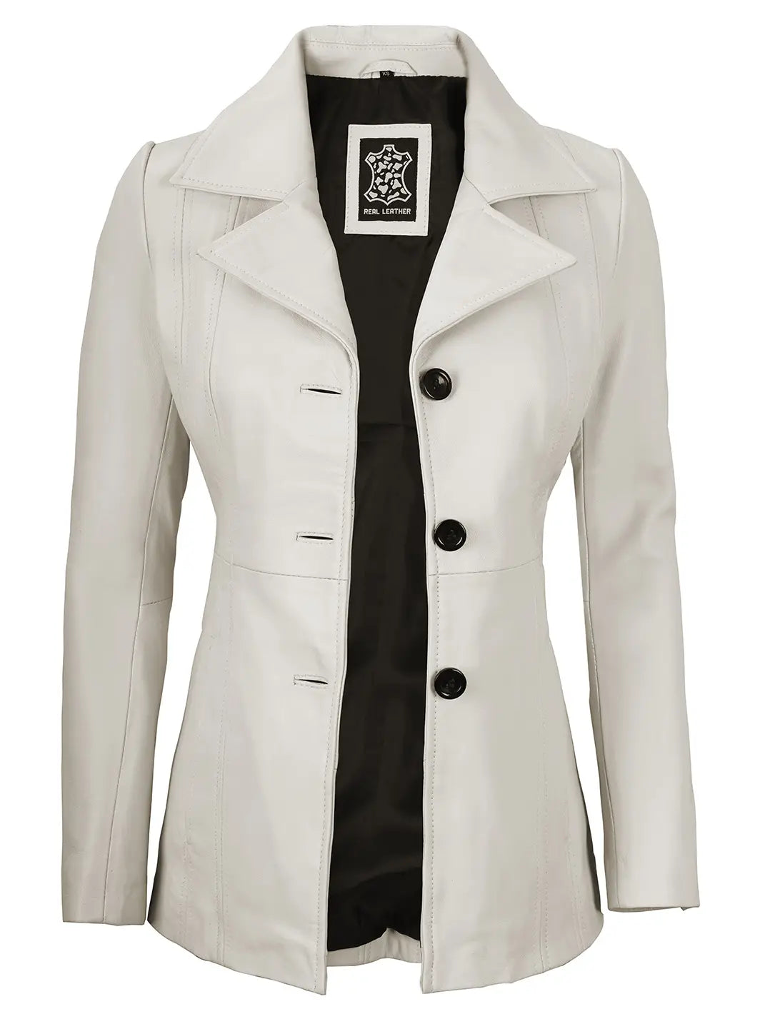 Women off white leather blazer