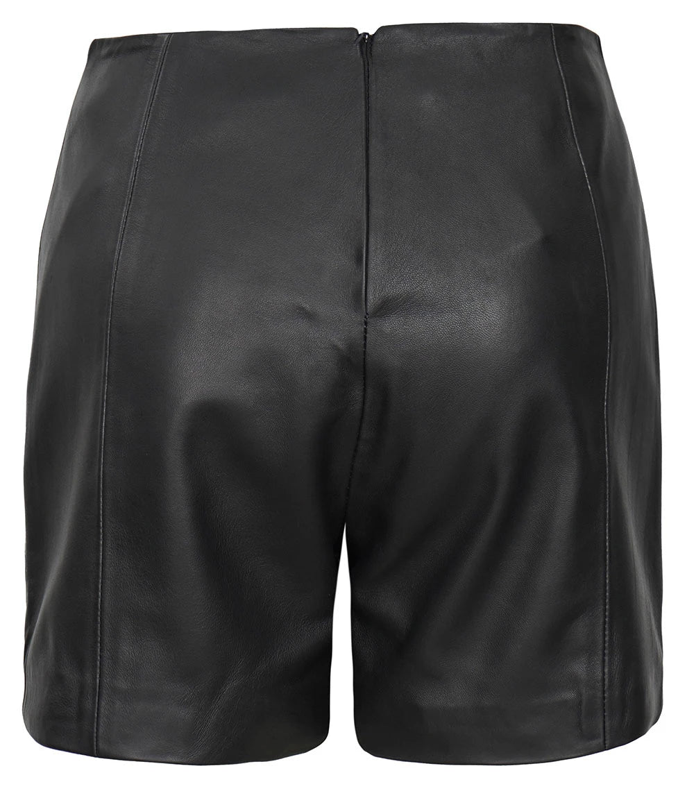 Women's Leather Black Shorts - High Waisted Style