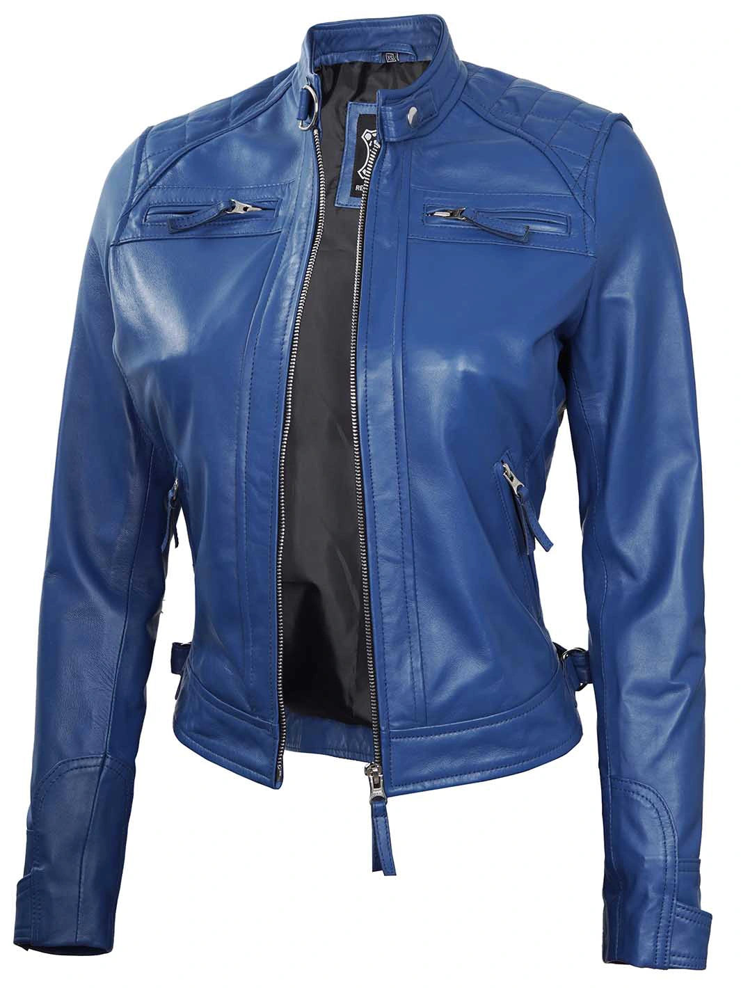 Womens blue leather jacket