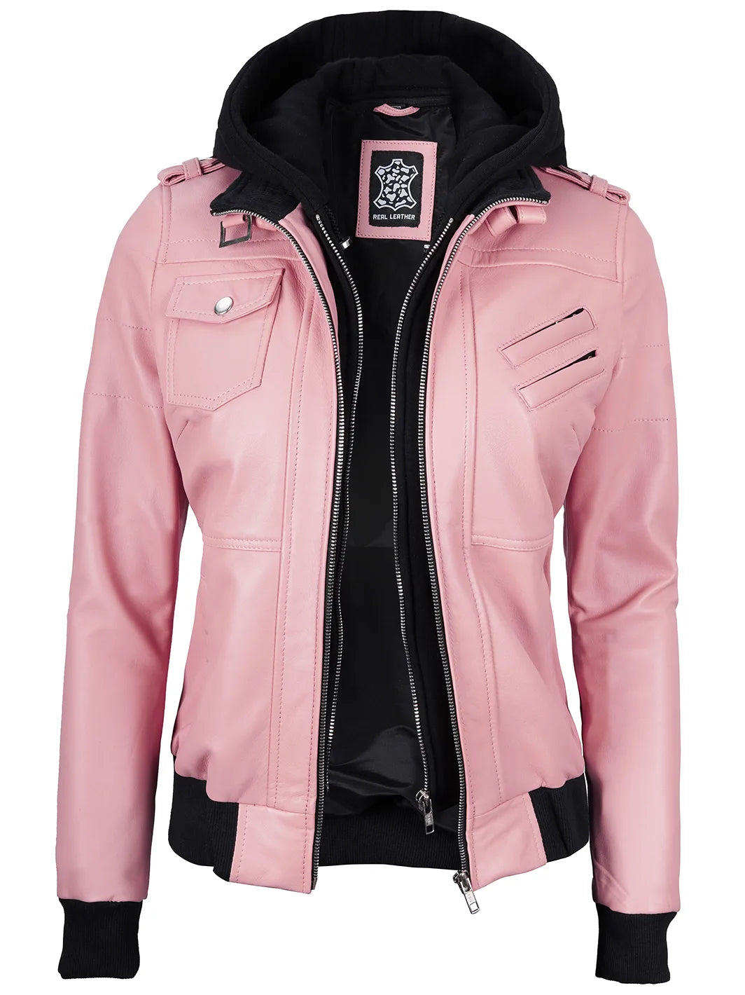 Womens pink leather jacket