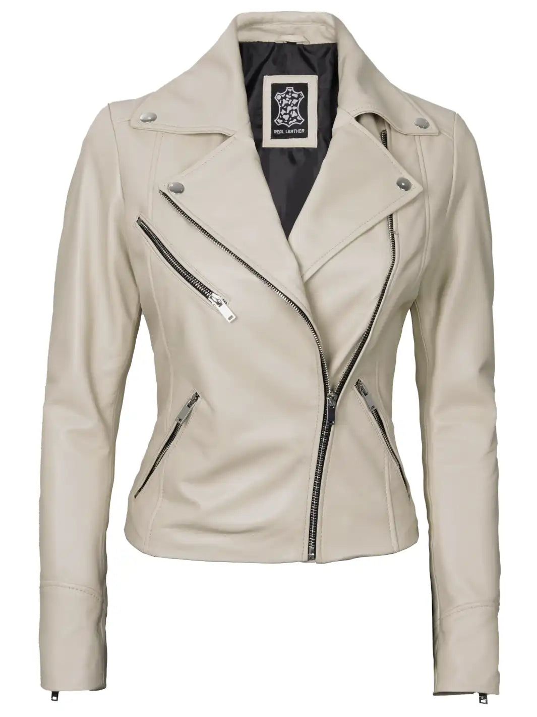 beige leather jacket