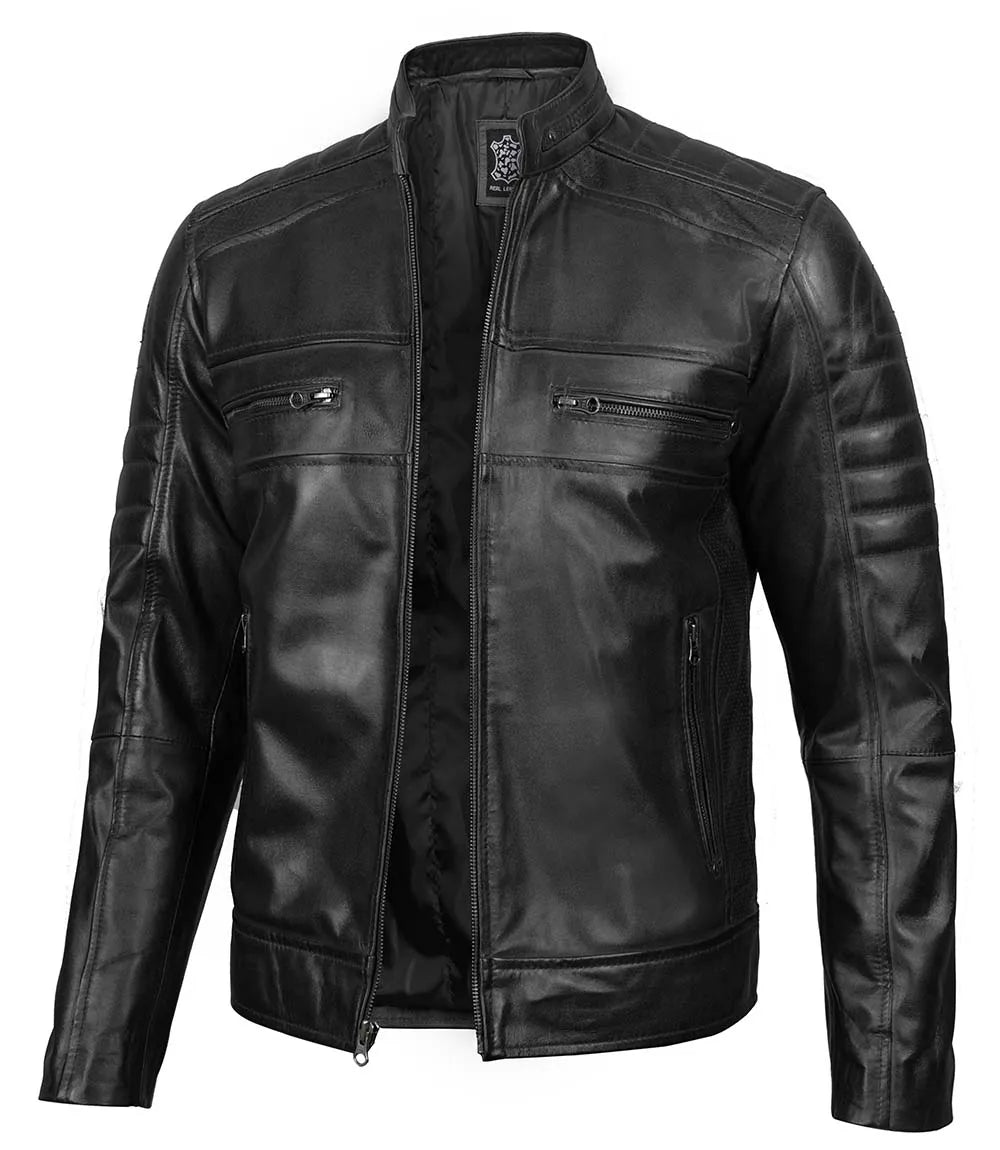 black mens cafe racer jacket