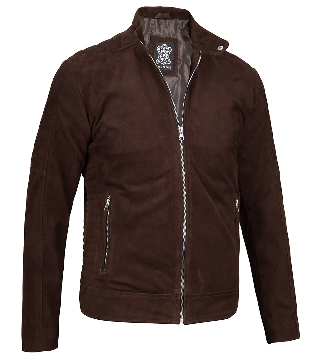 brown classic suede jacket