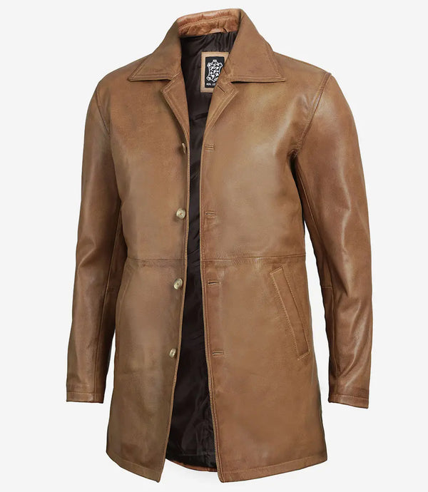 brown leather coat for men