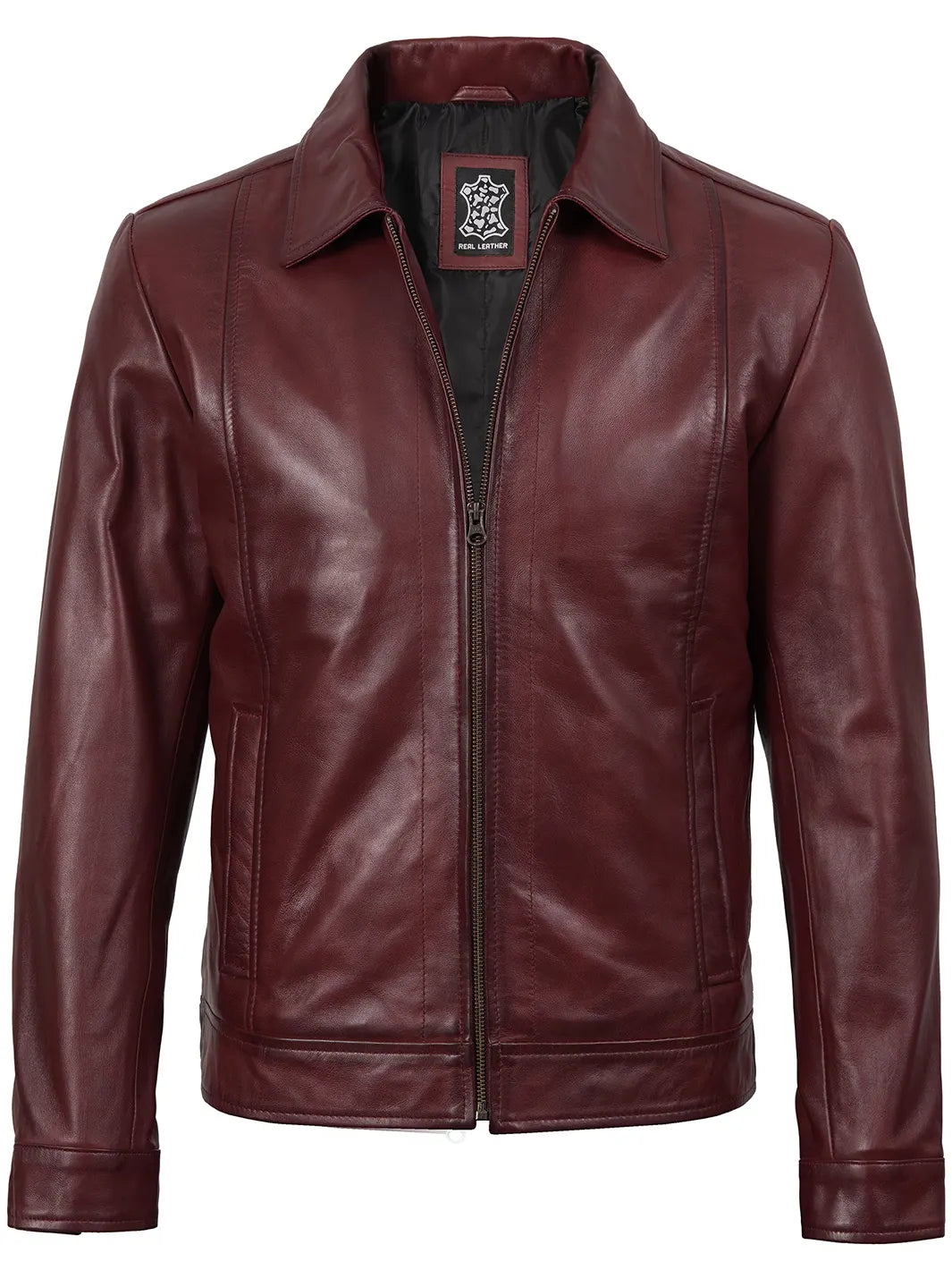 mens maroon leather blazer
