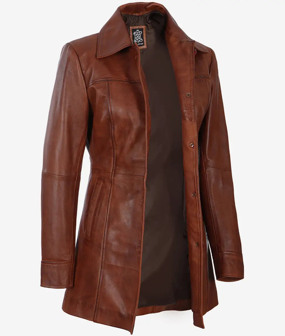 leather car coat women