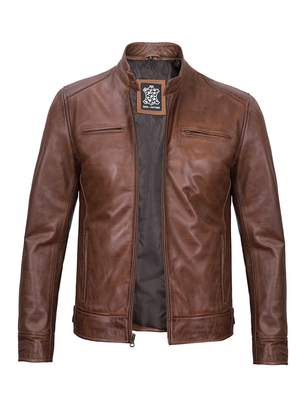 biker jacket mens brown