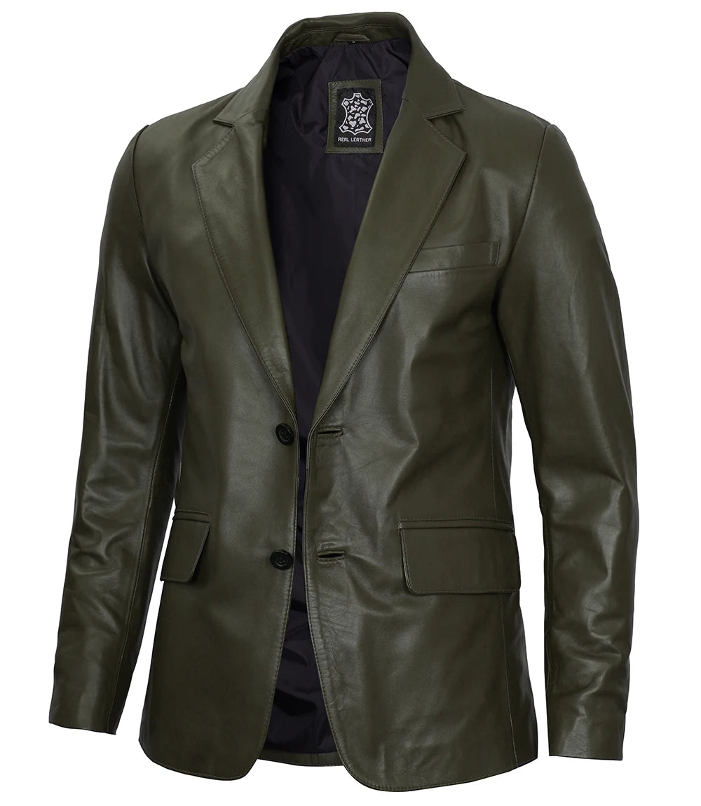 green leather blazer jacket