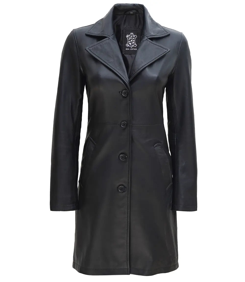 leather car coat for womens