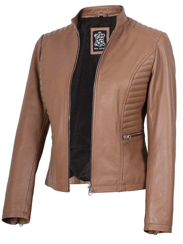 womens brown leather jacket