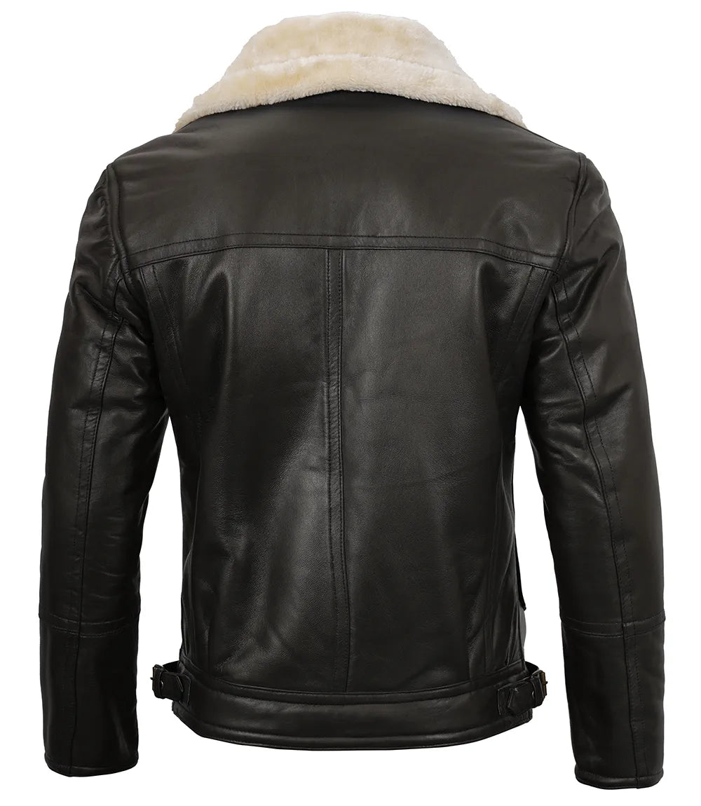 mens biker fur leather jacket