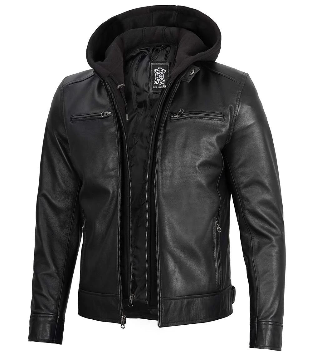 mens black leather jacket