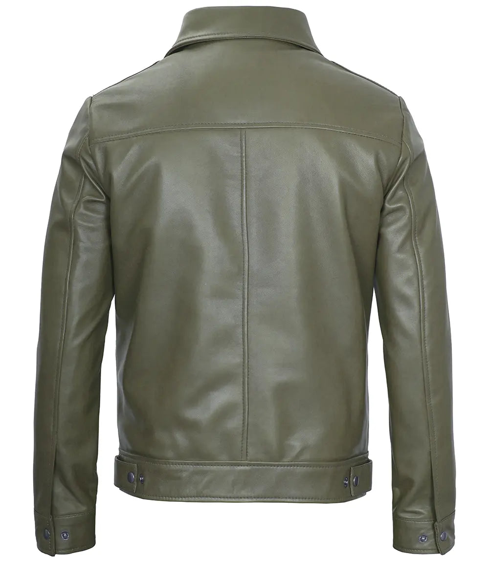 mens green harrington leather jacket