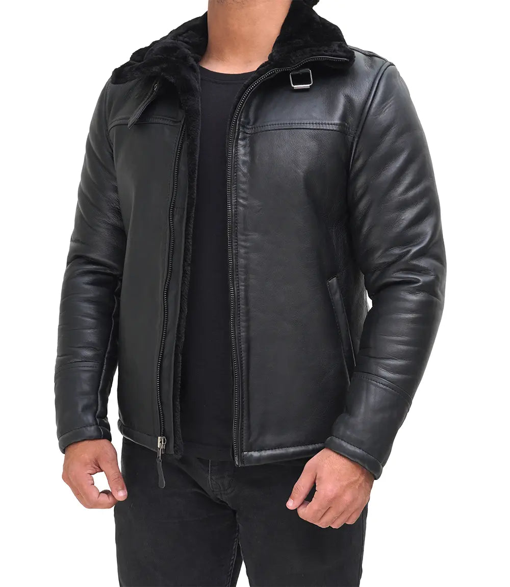 mens shearling leather jacket