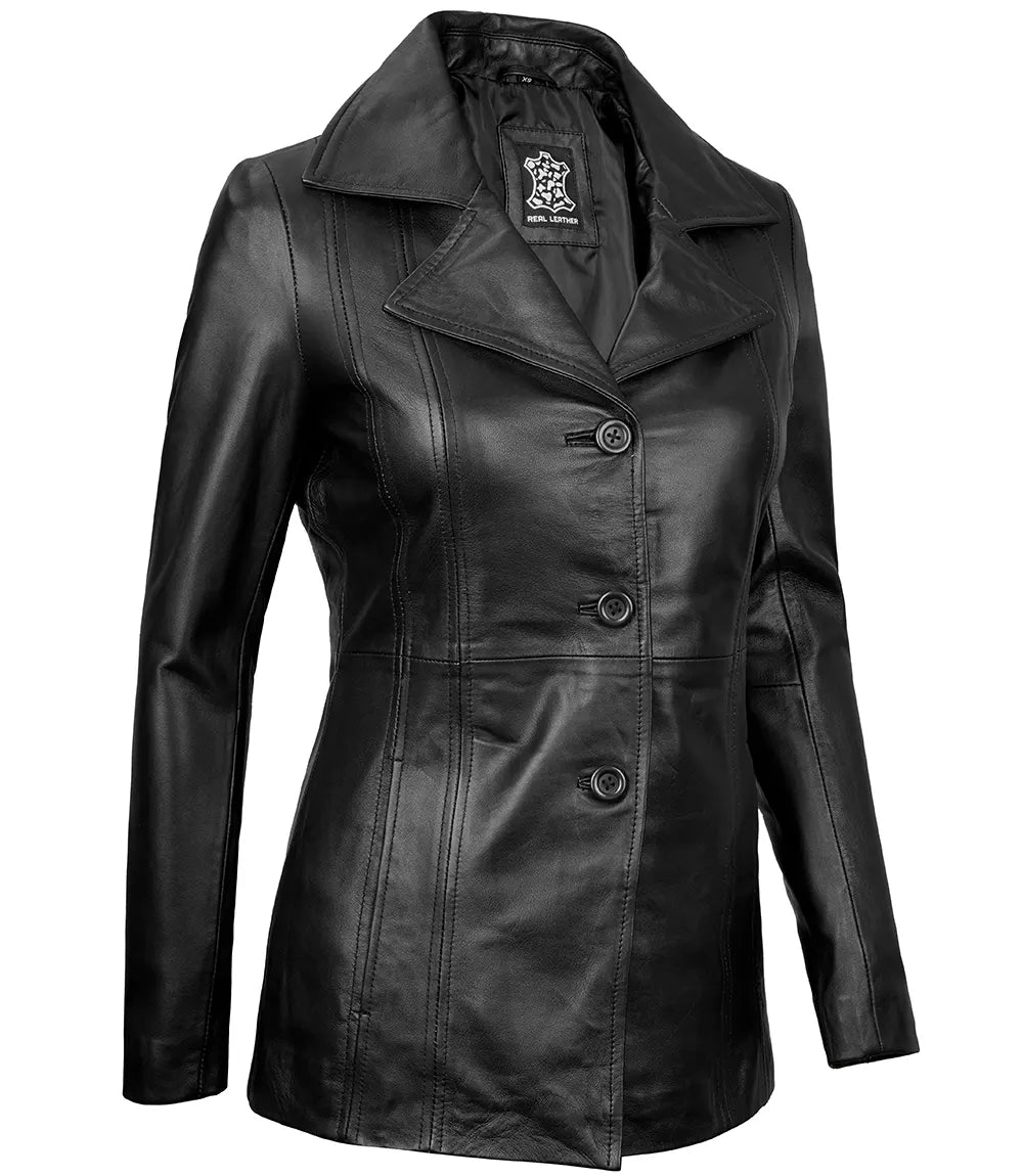 real leather blazer womens