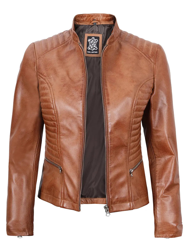tan leather jacket womens 