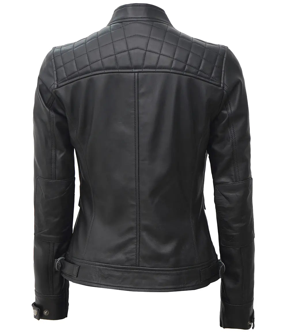 women black cafe racer leather jacket