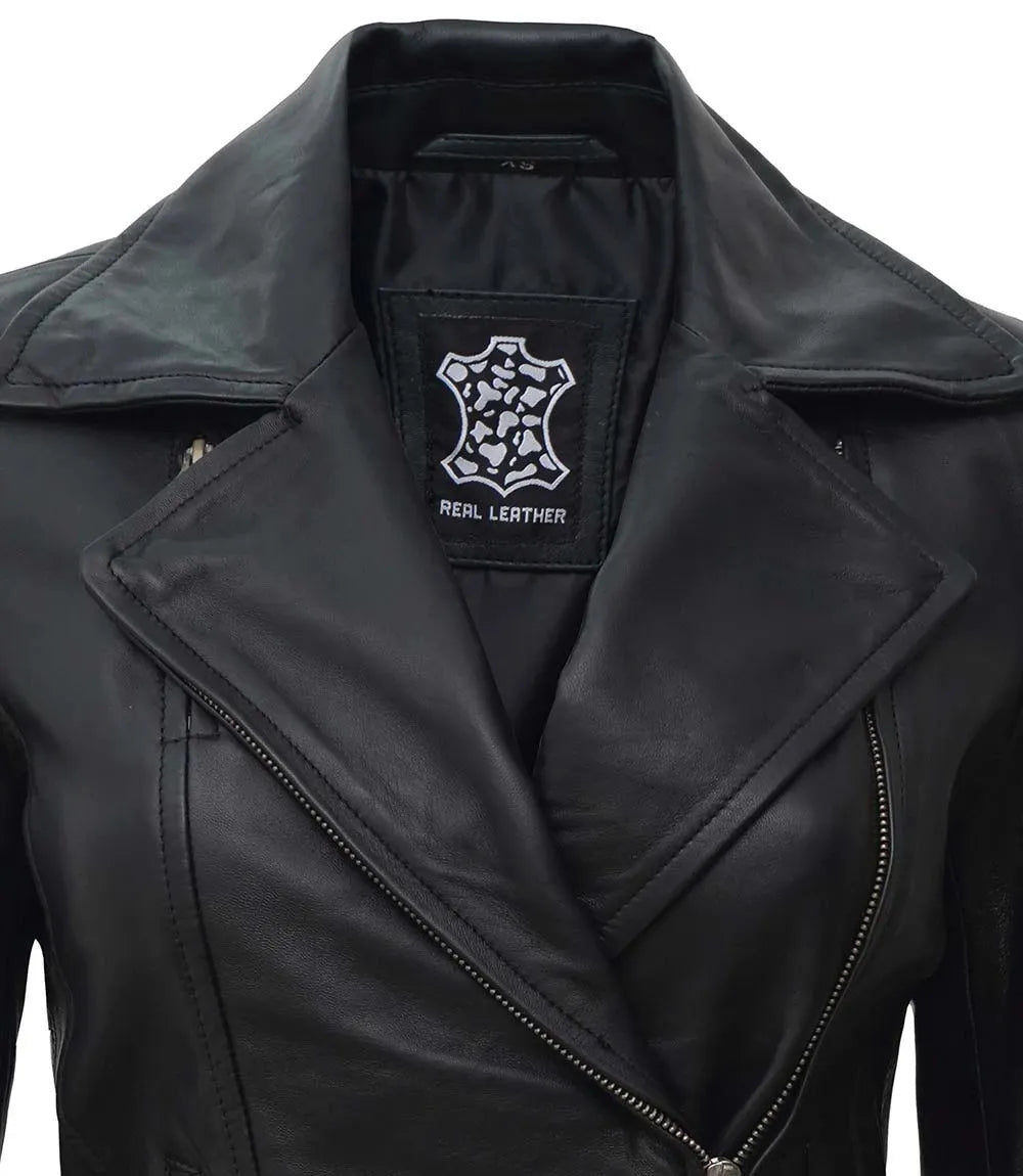 women black real leather jacket