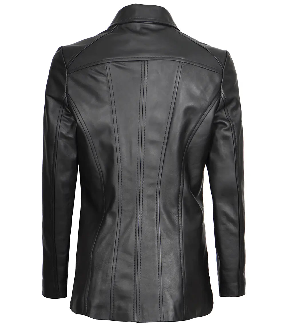 leather car coat for women