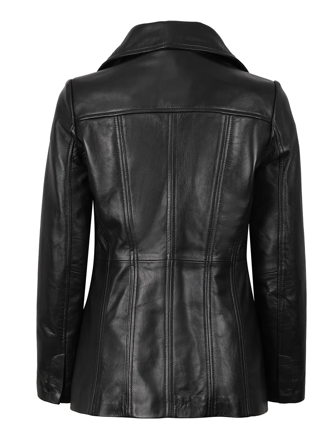 Womens Black Leather Blazer Jacket