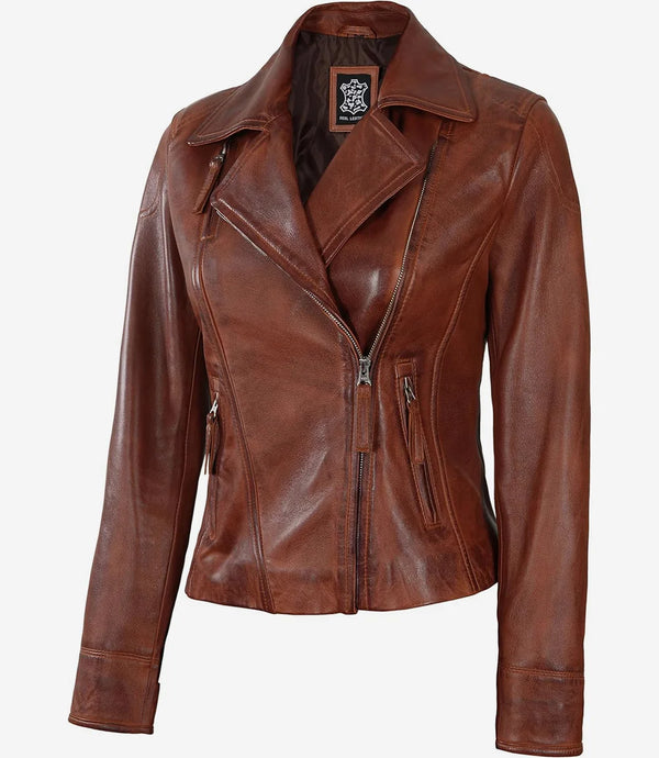 womens brown real leather jacket