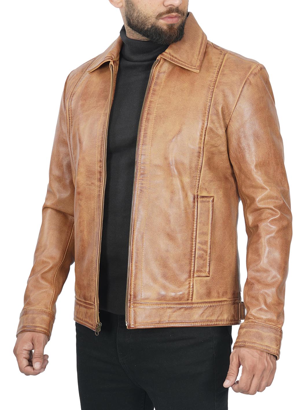 John Wick Camel Brown Leather Jacket Mens