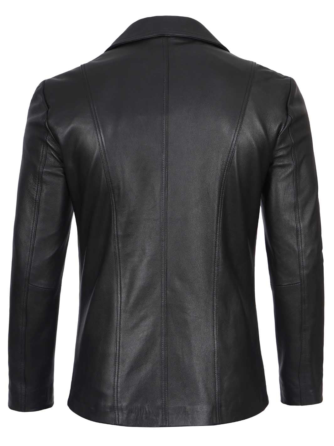 Surrey Black Leather Blazer Coat