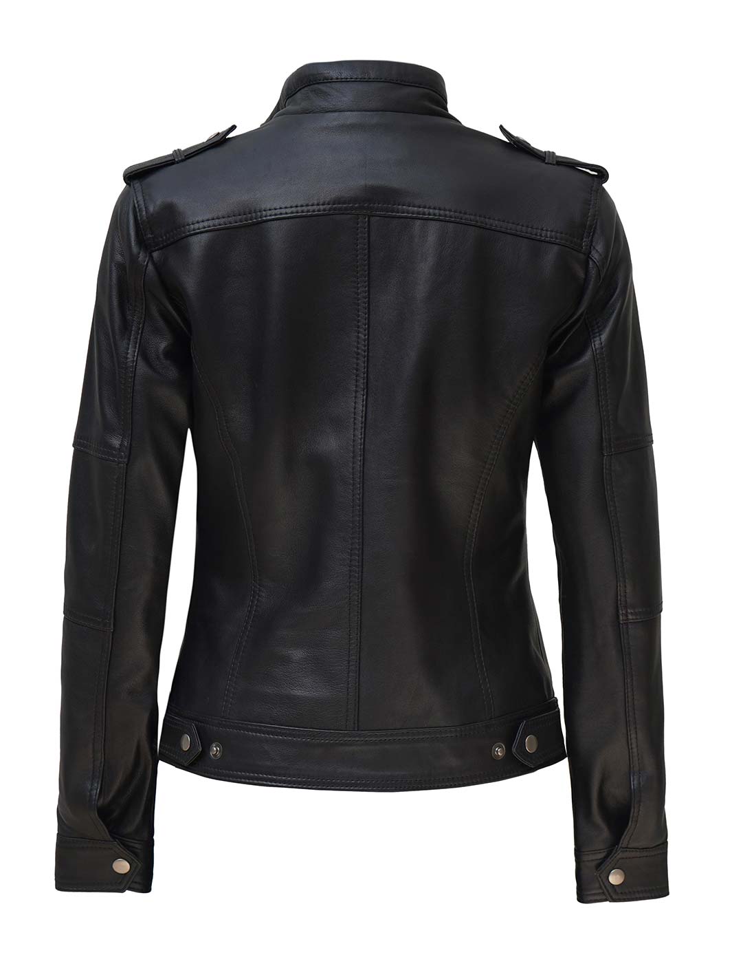 Tavares Womens Cafe Black Leather Jacket