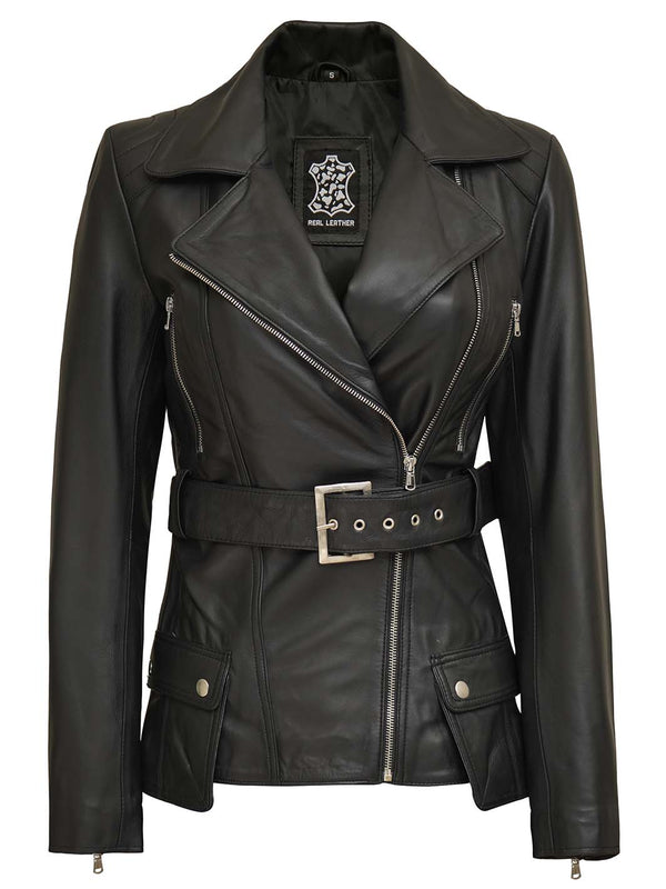 Victoria Womens Black Leather Jacket